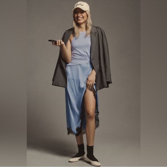 Anthropologie The Keeley Twofer Midi Dress in Periwinkle Blue Plus Size 3X - Picture 3 of 10